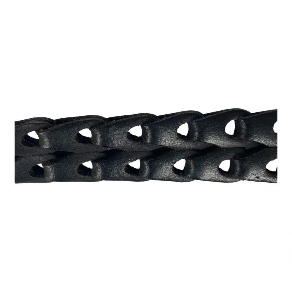 Men’s thick leather woven braided black belt size‎ 40